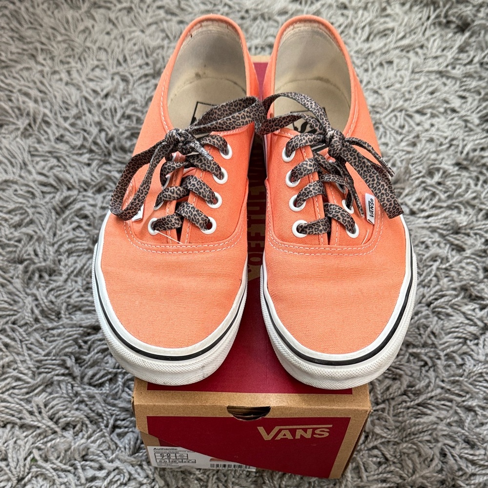 Vans Authentic Womens Cadmium Orange/True White  with Patterned Laces